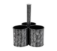 Mind Reader Utensil Holder, Silverware Organizer, Caddy, Cutlery Holder, Galvanized Metal, 7" L x 7" W x 9.5" H, Silver