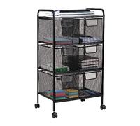Mind Reader Utility Cart, Bathroom, Kitchen, Metal Mesh, 16" L x 11" W x 29" H, Black, 6 Drawers