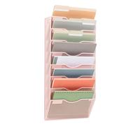 Mind Reader Wall File Organizer, 8 Pocket Hanging Document Rack, Office Wall Mount, Metal Mesh, Pink