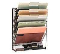 Mind Reader Wall Mounted Document Holder, Paper, File Tray, Office Organizer, 6 Compartment, Metal mesh, Black 6 Comp, 12.75 (L) x 4.25 (W) x 16 (H) inches