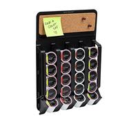 Mind Reader WMNT-BLK mounty Wall Single Serve Storage Organizer and Memo Board, 20 Coffee Pod Capacity, Magnetic or Adhesive Mount, 10.75" L x 15.5" W x 2.5" H, Plastic, Black