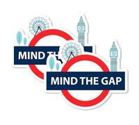 Mind The Gap Magnet 4 Inch 2-Pack London Underground Tube Sign UK - Strong Vinyl Decorative Magnets for Fridge Locker Kitchen Office - Cute Fun Aesthetic Cool Durable & Long-Lasting Souvenir Id44999
