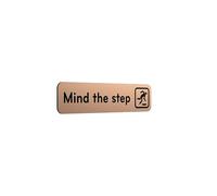 Mind the Step Adhesive Sign - Copper, 1 mm Solid Aluminium, 50×195 mm, High-Strength Indasol Peel & Stick, Indoor/Outdoor Door & Wall Safety Notice, Brushed Metal Plate, Wipe-Clean