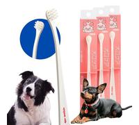 MIND UP 3 Pack Dog Toothbrush with 15° Angled Handle, Flat Head Design for Easy Brushing, Pet Toothbrush for Daily Dog Teeth Care, Made in Japan