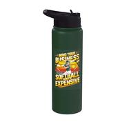 Mind Your Business My Softball Gear is Expensive Softball Stainless Steel Insulated Water Bottle