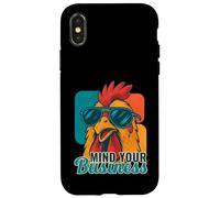 Mind Your Business Rooster Funny Retro Animal Case for iPhone X/XS