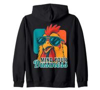 Mind Your Business Rooster Funny Retro Animal Zip Hoodie