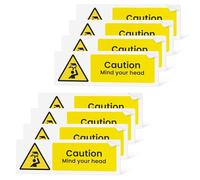 Mind Your Head Sign | 8 Pack | 7.5 x 2.5cm | Self Adhesive Stickers | Gloss Finish