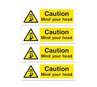 Mind Your Head Stickers, 4 Pack 300 x 100mm - Durable Vinyl Conforms to Safety Standards