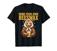 Mind Your Own Beeswax Grizzly Bear in Babushka Hive Pun Value Graphic T-Shirt