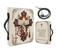 MINDANCHOR Bible Cover Case for Women with Shoulder Strap, Inspirational Cross & Prayer Hands Design, Christian Gift for Women and Girls, Bible Carrying Case Bag for Extra Large Study Bibles