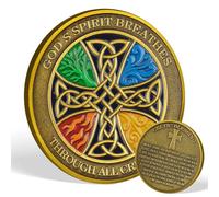 MINDANCHOR Celtic Cross Christian Challenge Coin, God’s Spirit Breathes Through All Creation Religious Coin, Strength and Protection Pocket Token, Inspirational Faith Gifts