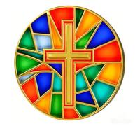 MINDANCHOR Cross Christian Challenge Coins, Translucent Stained Glass Token