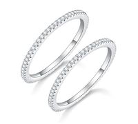 MINDDHA 14K Gold Plated Cubic Zirconia Simulated Diamond Stackable Eternity Rings Silver Gold Rings for Women 1.5mm 2mm Stackable Rings for Oura Gen 4/Oura Gen 3 Size 4-12