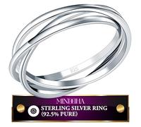 MINDDHA Pure Sterling Silver Rings - High Polish Rings for Women - Interlocking Silver Rings - Triple Row Ring - Christmas, Valentines, Birthday, Women's Day, Mothers Day Gifts - 2mm Band Size 8.5