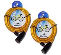 Minder 2 Pack 12mm x 1.8m Heavy Duty Bike Bicycle Chain Lock with 2 Keys (Yellow)