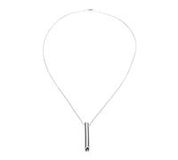 Mindful Breathing Necklace Stress Anxiety Relief Tool Meditation Aid for Men and Women Stainless Steel Unisex, 5x0.8cm (Silver)