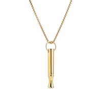 Mindful Breathing Necklace, Titanium Steel Quit Smoking Anxiety Relief Whistle Meditation Chain Breathlink Stop Anti Smoking Breathe Easy Less Stress Pendant Breathlace for Women Men(Gold)