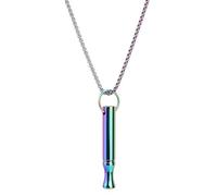 Mindful Breathing Necklace, Titanium Steel Quit Smoking Anxiety Relief Whistle Meditation Chain Breathlink Stop Anti Smoking Breathe Easy Less Stress Pendant Breathlace for Women Men(Colorful)