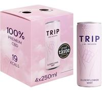 Mindful CBD Drink 250ml x 4 - Fruit Flavored Refreshing Beverage for Travel, Home & Outdoor Activities (Trip Cbd Elderflower & Mint 4 x 250ml)