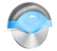 Mindful Design Pizza Cutter Wheel with Protective Blade Cover, Easy to Clean and Dishwasher Safe Ergonomic Pizza Slicer (Blue)