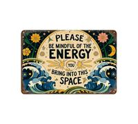 Mindful Energy Space Pattern Print Metal Tin Sign Plaque | Wall Decor for Cafe, Club Bar, Office, Home Garden Metal Poster 4x16Inch or 8x8inch