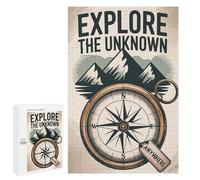Mindful Gift for Adults - Explore The Unknown Compass Adventure, Wooden Jigsaw Puzzle for Adults, 1000 PCS, for Relaxing Solo Or Group Play
