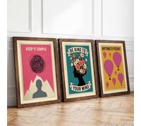 Mindful Growth & Optimism Modern Set of 3 Framed Wall Art Prints A1