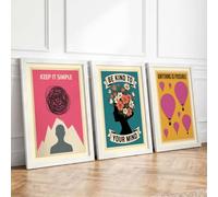 Mindful Growth & Optimism Modern Set of 3 Framed Wall Art Prints A2