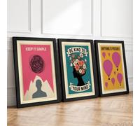 Mindful Growth & Optimism Modern Set of 3 Framed Wall Art Prints A3