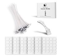 Mindful Memories Candle Wicks 30 Pcs 10cm with 1 Candle Wick Holder & 30 Glue Stickers, Long Lasting Pre-Waxed & Tabbed Cotton Threads with No Black Smoke for Candle Making Kit