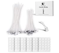 Mindful Memories Candle Wicks 60 Pcs (10cm, 15cm) with 1 Candle Wick Holder & 60 Glue Stickers, Long Lasting Pre-Waxed & Tabbed Cotton Threads with No Black Smoke for Making Candles