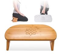 Mindful & Modern Folding Meditation Bench | Locking Magnetic Hinges | Wooden Kneeling Ergonomic Bamboo Seiza for Zen Meditation Posture & Yoga | Prayer Kneeler Stool w/Soft Pillow | with Travel Bag
