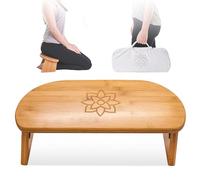 Mindful & Modern Folding Meditation Bench | Locking Magnetic Hinges | Wooden Kneeling Ergonomic Bamboo Seiza for Zen Meditation Posture & Yoga | Prayer Kneeler Stool w/Soft Pillow | with Travel Bag