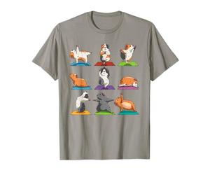 Mindful Wellness Threads Co. Guinea Pig Yoga Position Workout Gift T-Shirt - Grey, Unisex-Adults, Small, Short Sleeve, Cotton 90% Polyester 10%, Novelty T-Shirt