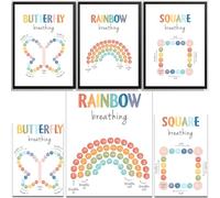 Mindfulness Breathing Exercise Poster, Calm Down Corner & Classroom Decor, Breathing Exercise Poster for Therapy Office & Mental Health Wall Art Educational Tool Unframed Canvas 8.5"x11"