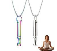 Mindfulness Breathing Necklace, 2Pcs Stress Relief Necklaces, Anxiety Necklace, Portable Meditation Stainless Steel Breathing Necklaces for Men Women for Breathe Exercises, Meditation(Silver, Colored)