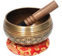 Mindfulness Meditation Bowl Musical Therapy Bowl Mindfulness Meditation Bowl Bell Metal Singing Bowl Set With Mallet & Cushion Flower Of Pattern Struck Bowl Tibetan Singing Bowl Buddhist Music Therapy