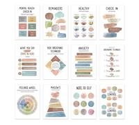 Mindfulness Poster School - 12 Calming Wall Poster for Corner Classroom | Learn Emotions with Coated Paper Material, Decor for Teaching Rooms Kids Areas and