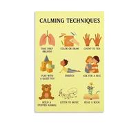 Mindfulness Wall Art for Calming Corner, Boho Mental Health Posters, Therapy Office & Classroom Decor, Educational Homeschool Print, Feelings Chart(Unframed,12x18inch(30x45cm))