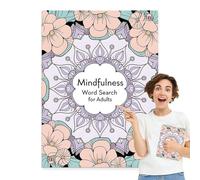 Mindfulness Word Research Book-Word Finding Game Book with Mindfulness, Multi-Level Word Research Book for Adults with Over 400 Puzzles, Cur Puzzles