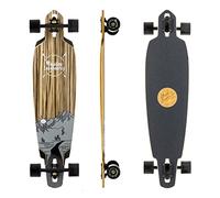 Mindless Lakota DT IV | Natural/Black 40” Drop-Thru Longboard W Zebra Veneer Wood Unique Deck | 75mm Haraka Wheels Smooth Riding Downhill and Cruiser Style Board | For Beginner and Experienced Riders