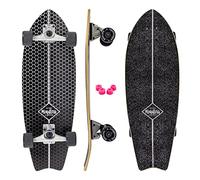 Mindless Surf Skate Fish Tail White | 29.75” Carve Style Skateboard 7 Ply Canadian Maple Responsive W 159mm Trucks Fast Turns Snappy Cutbacks | 82A Fitted Bushings and 78A Spare | 65mm Grippy Wheels