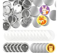 mindmed Pack of 200 58 mm Button Blanks Set for Button Machine, Complete DIY Badge Accessories with Base, Top and Transparent Film, MindMed Round Metal Badge Material