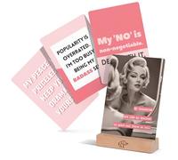 MindMint Badass Affirmation Cards for Women - 50 Funny, Sweary Affirmation Cards, Badass Gift for Women in Tin Box with Wooden Stand