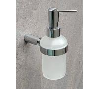 Mindora Soap Dispenser With Wall Holder Milk Glass Chrome Bathroom Wall Mount