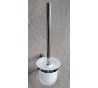 Mindora Toilet Brush With Wall Holder Milk Glass Chrome Bathroom Series OBI