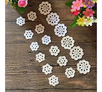 MINDPLUS Set of 18 Super Mini Cotton Doilies 1-2 Inches White Beige Small Hand Crochet Petals Lace Doilies for Crafts(White and Beige)