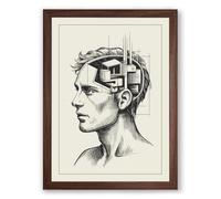 Mind's Architecture Modern Framed Wall Art Print A3 (42×29.7cm) Walnut, Wall Decor for Living Room, Bedroom, Office & Home, Ready to Hang, Art Gift