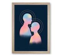 Minds Meeting Modern Framed Wall Art Print A3 (42×29.7cm) Oak, Wall Decor for Living Room, Bedroom, Office & Home, Ready to Hang, Art Gift